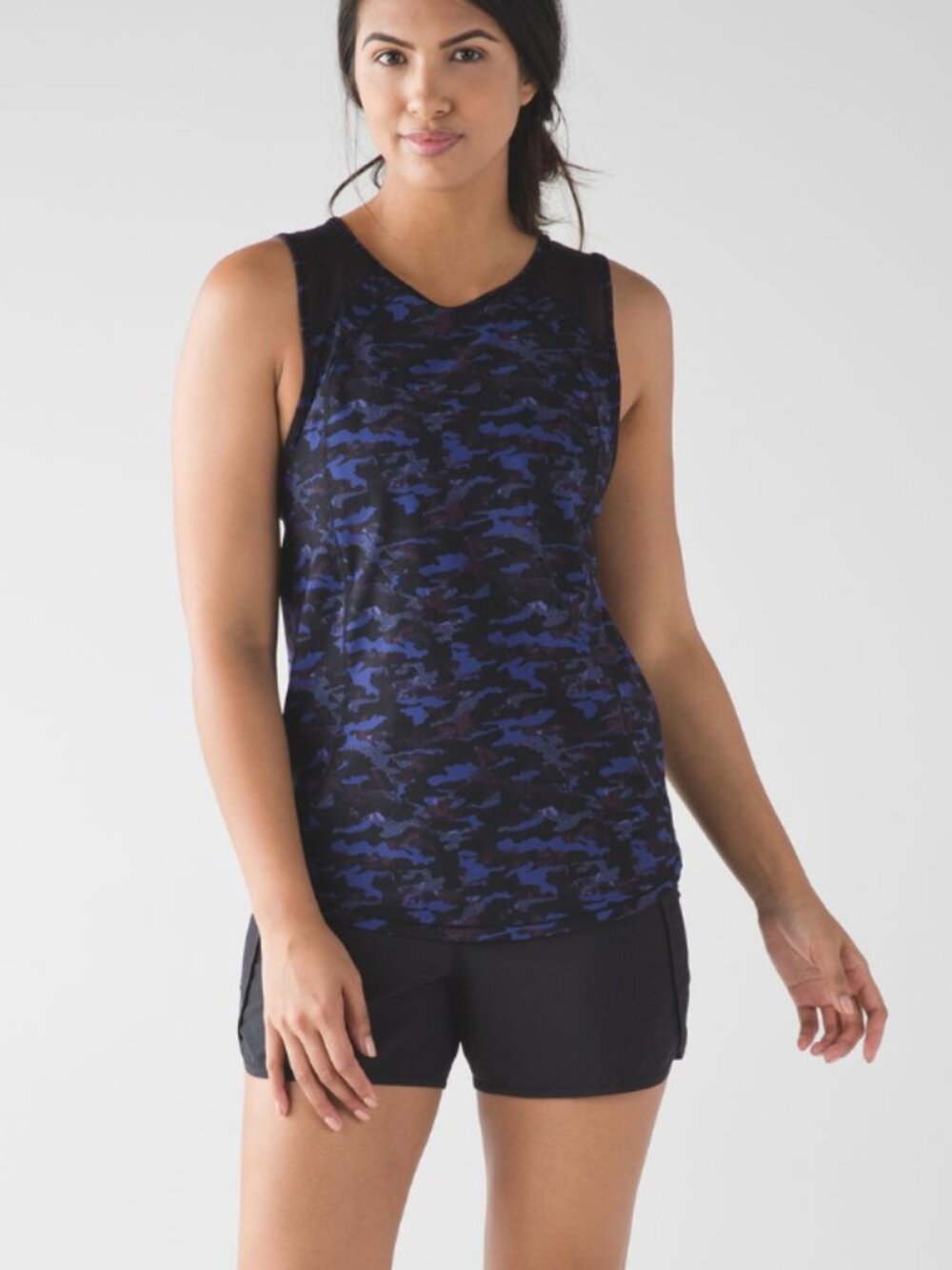 Lululemon Sculpt Tank Size 6 Mini Hounds Camo Emperor Blue Black